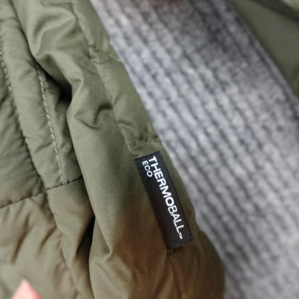 North Face Thermoball Eco Jacket Mens Small Green Quilted Puffer Zip Insulated